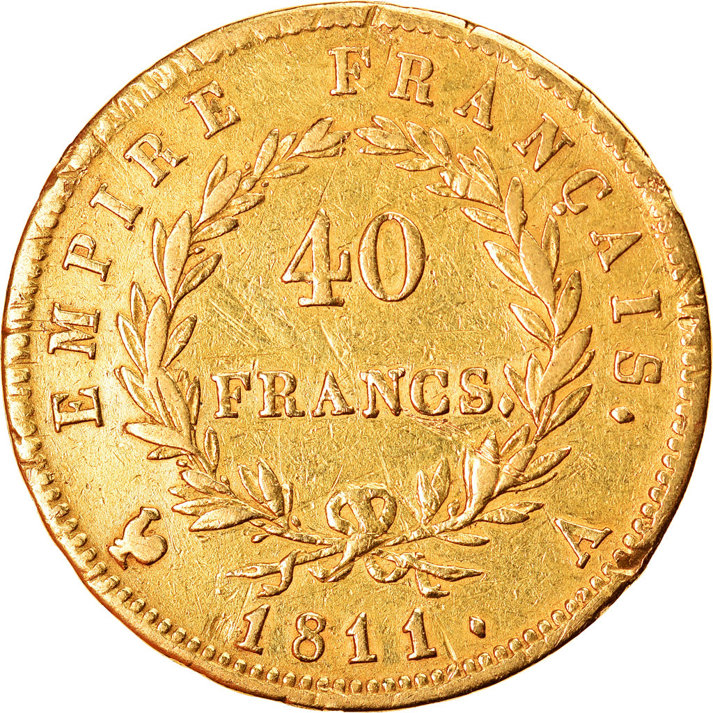 Moneta, Francja, Napoléon I, 40 Francs, 1811, Paris, EF(40-45), Złoto