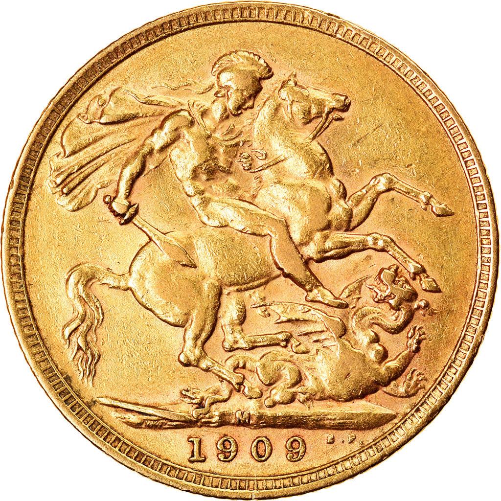 Coin, Australia, Edward VII, Sovereign, 1909, Melbourne, EF(40-45), Gold, KM:15
