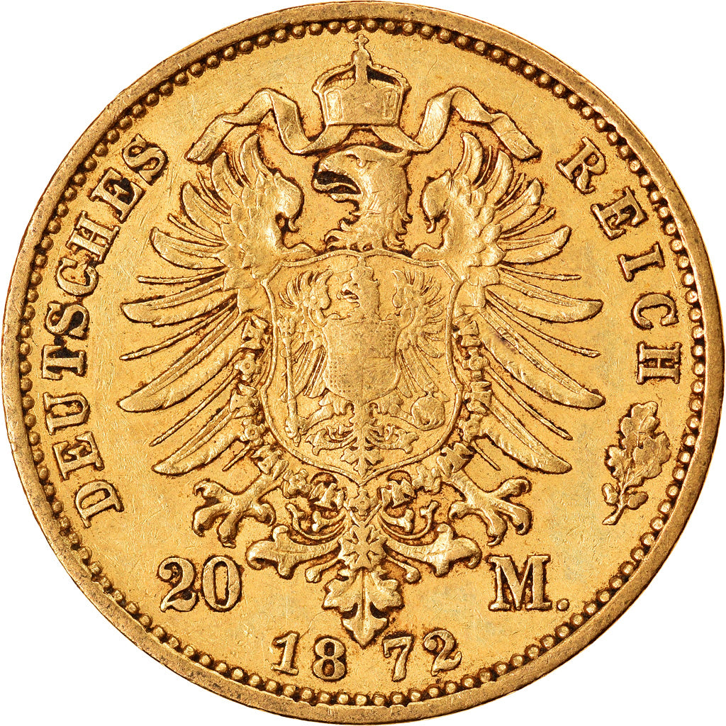 Coin, German States, PRUSSIA, Wilhelm I, 20 Mark, 1872, Berlin, EF(40-45), Gold