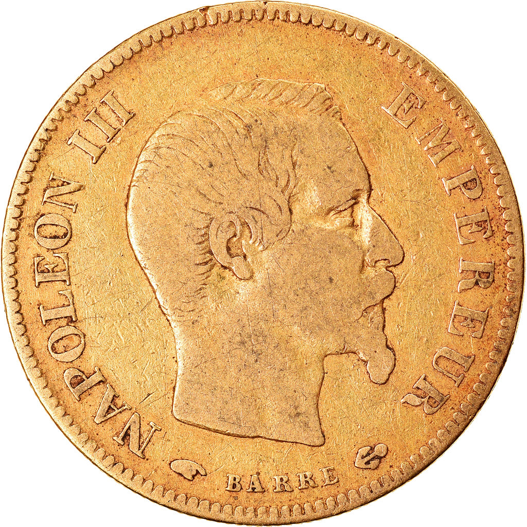 Moneta, Francja, Napoleon III, 10 Francs, 1856, Paris, VF(20-25), Złoto