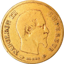 Moneda, Francia, Napoleon III, 10 Francs, 1857, Paris, BC+, Oro, KM:784.3