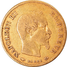 Moneda, Francia, Napoleon III, 10 Francs, 1857, Paris, BC+, Oro, KM:784.3