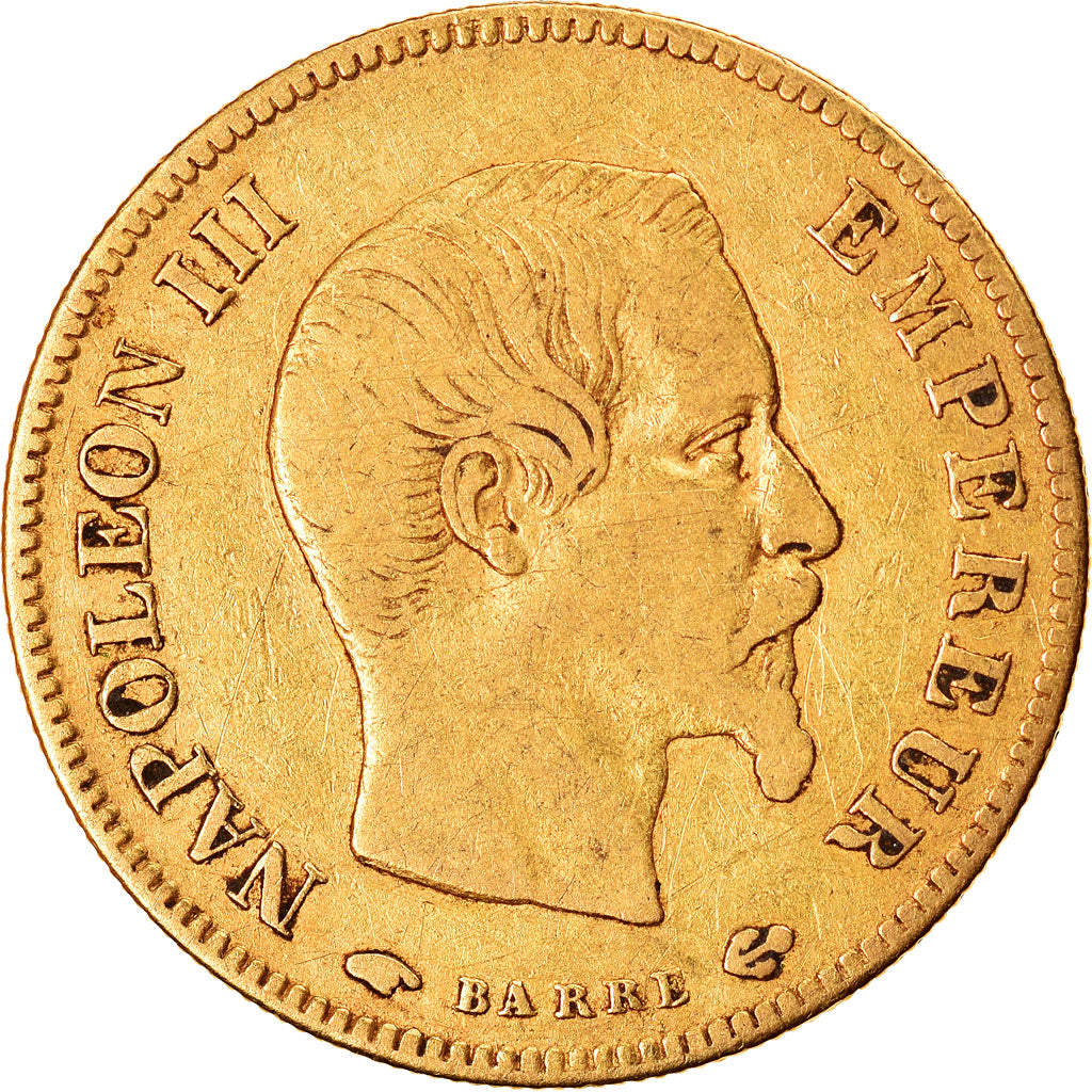 Moneta, Francia, Napoleon III, 10 Francs, 1857, Paris, MB, Oro, KM:784.3