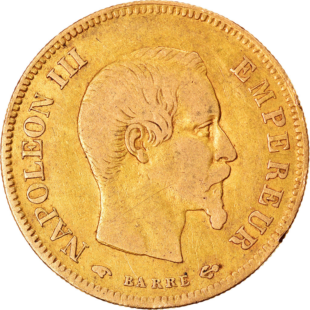 Munten, Frankrijk, Napoleon III, 10 Francs, 1858, Paris, FR, Goud, KM:784.3
