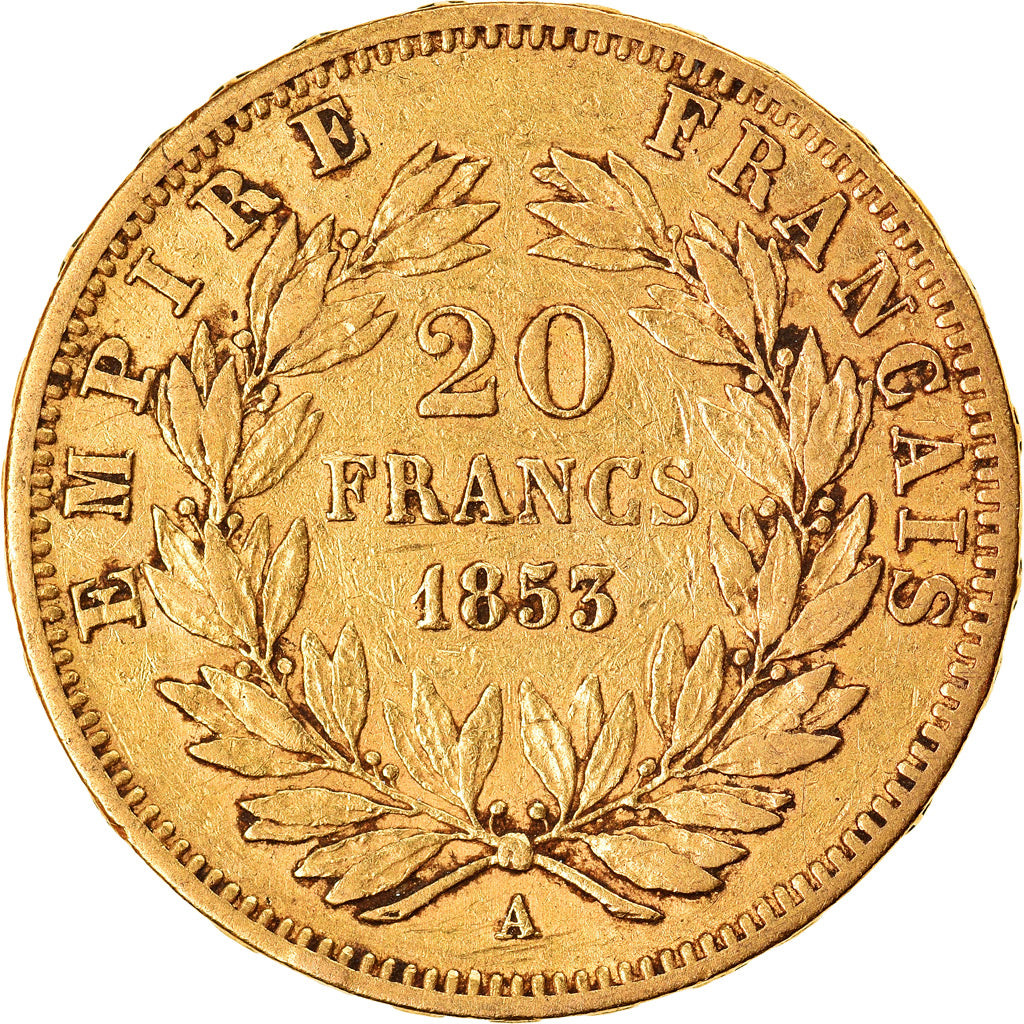 Monnaie, France, Napoleon III, 20 Francs, 1853, Paris, TB+, Or, Gadoury:1061