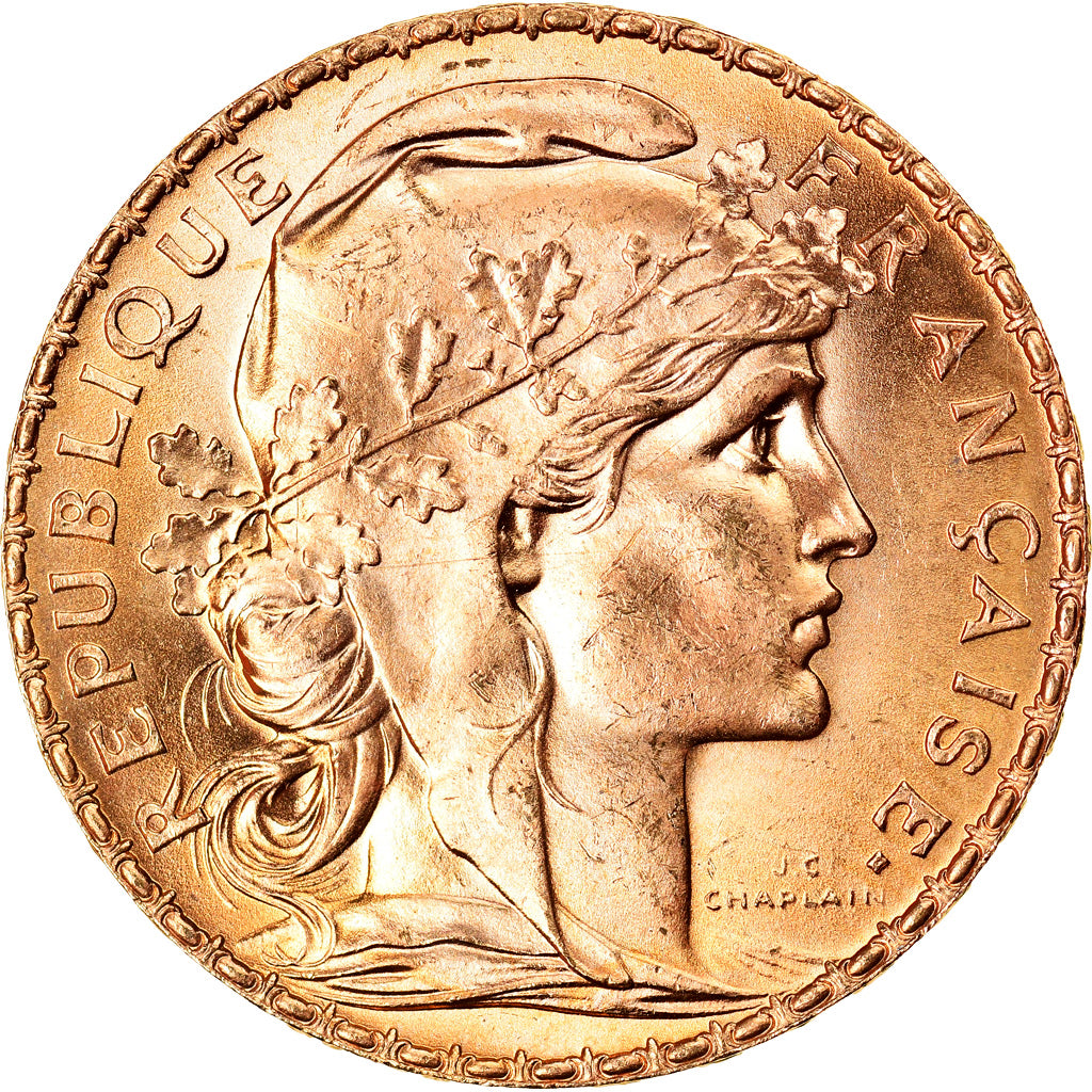 Moeda, França, Marianne, 20 Francs, 1907, MS(63), Dourado, KM:857