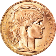Münze, Frankreich, Marianne, 20 Francs, 1907, UNZ+, Gold, KM:857, Gadoury:1064a