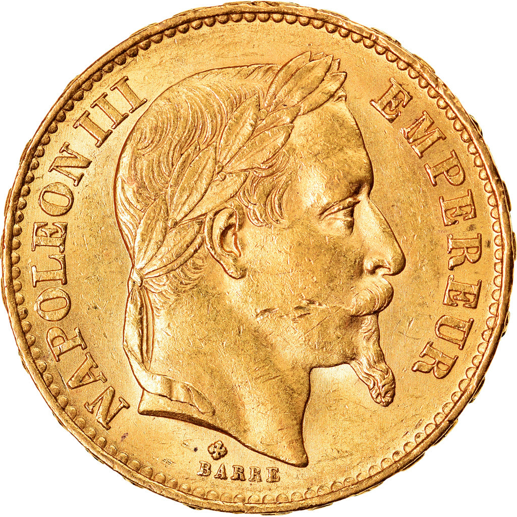 Moneda, Francia, Napoleon III, 20 Francs, 1869, Strasbourg, MBC+, Oro, KM:801.2
