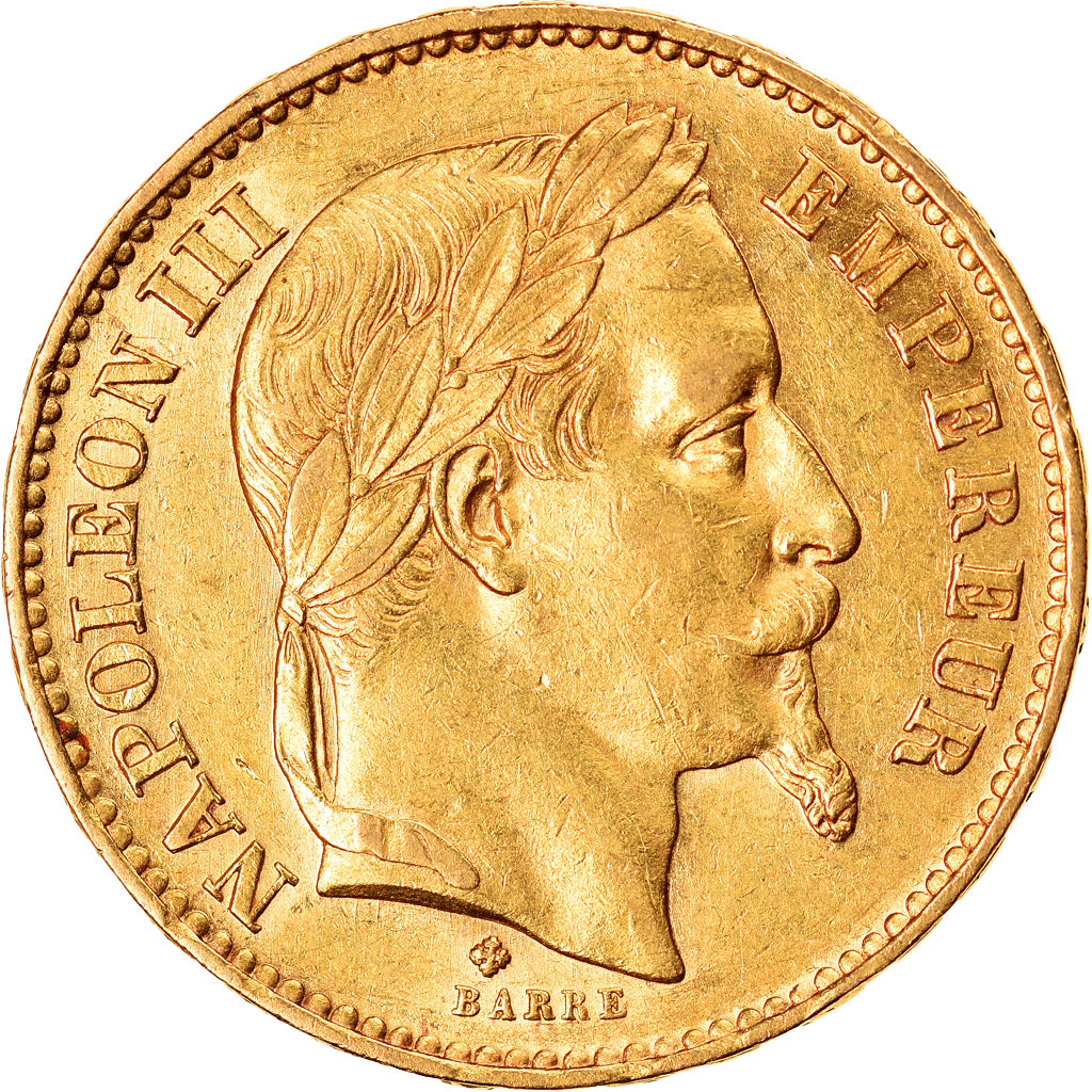 Moneda, Francia, Napoleon III, 20 Francs, 1869, Strasbourg, MBC+, Oro, KM:801.2