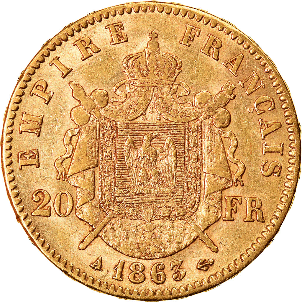 Monnaie, France, Napoleon III, 20 Francs, 1863, Paris, TTB, Or, Gadoury:1062
