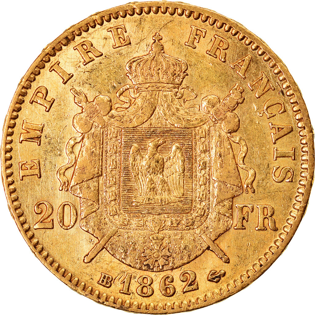 Münze, Frankreich, Napoleon III, 20 Francs, 1862, Strasbourg, SS, Gold