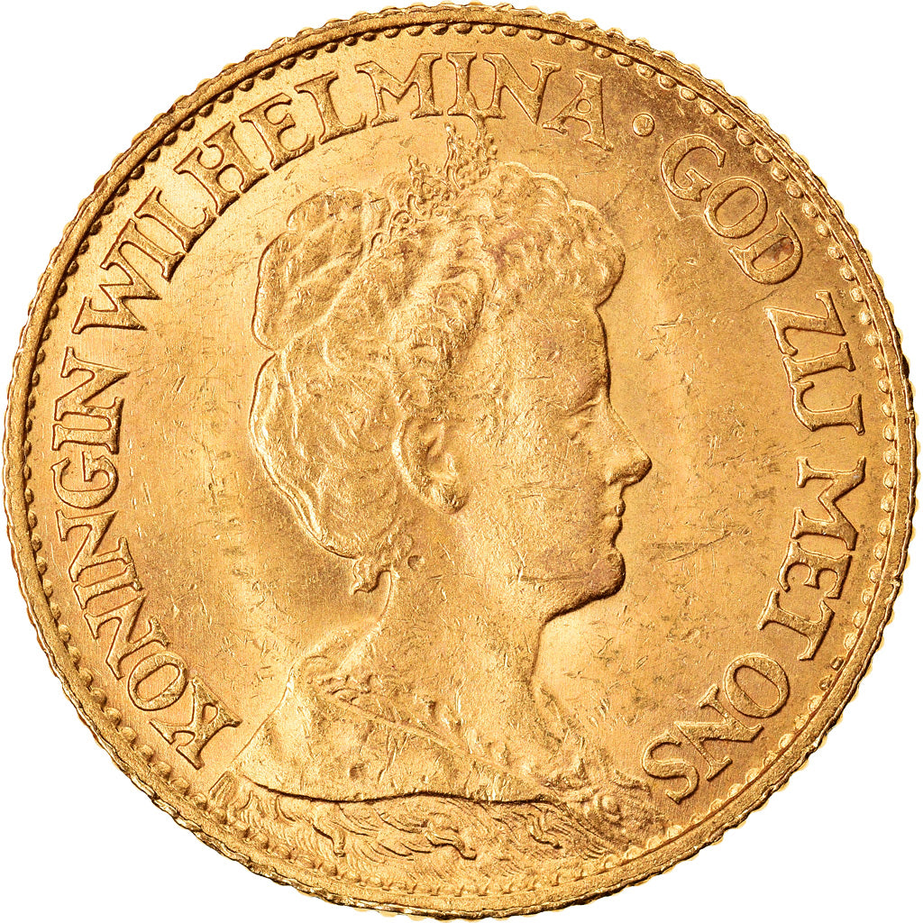 Münze, Niederlande, Wilhelmina I, 10 Gulden, 1917, VZ+, Gold, KM:149