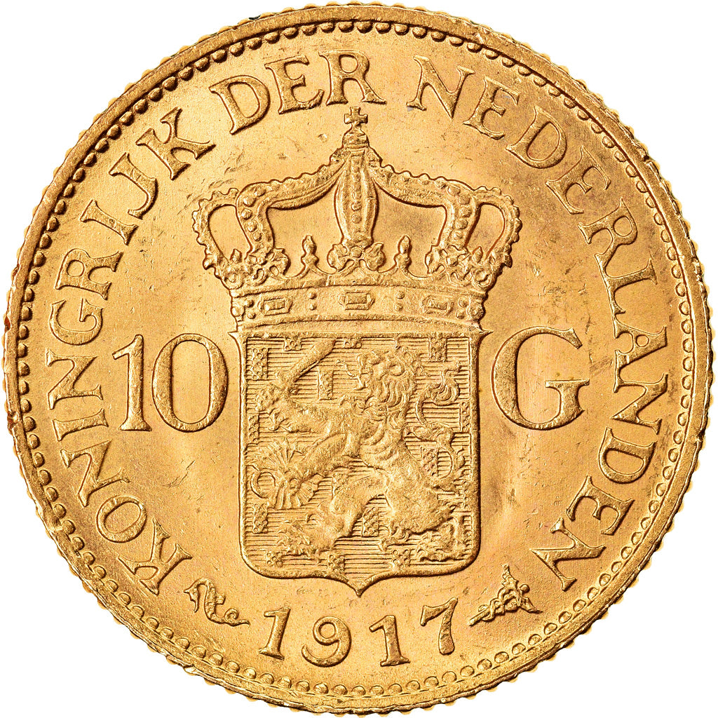 Münze, Niederlande, Wilhelmina I, 10 Gulden, 1917, VZ+, Gold, KM:149