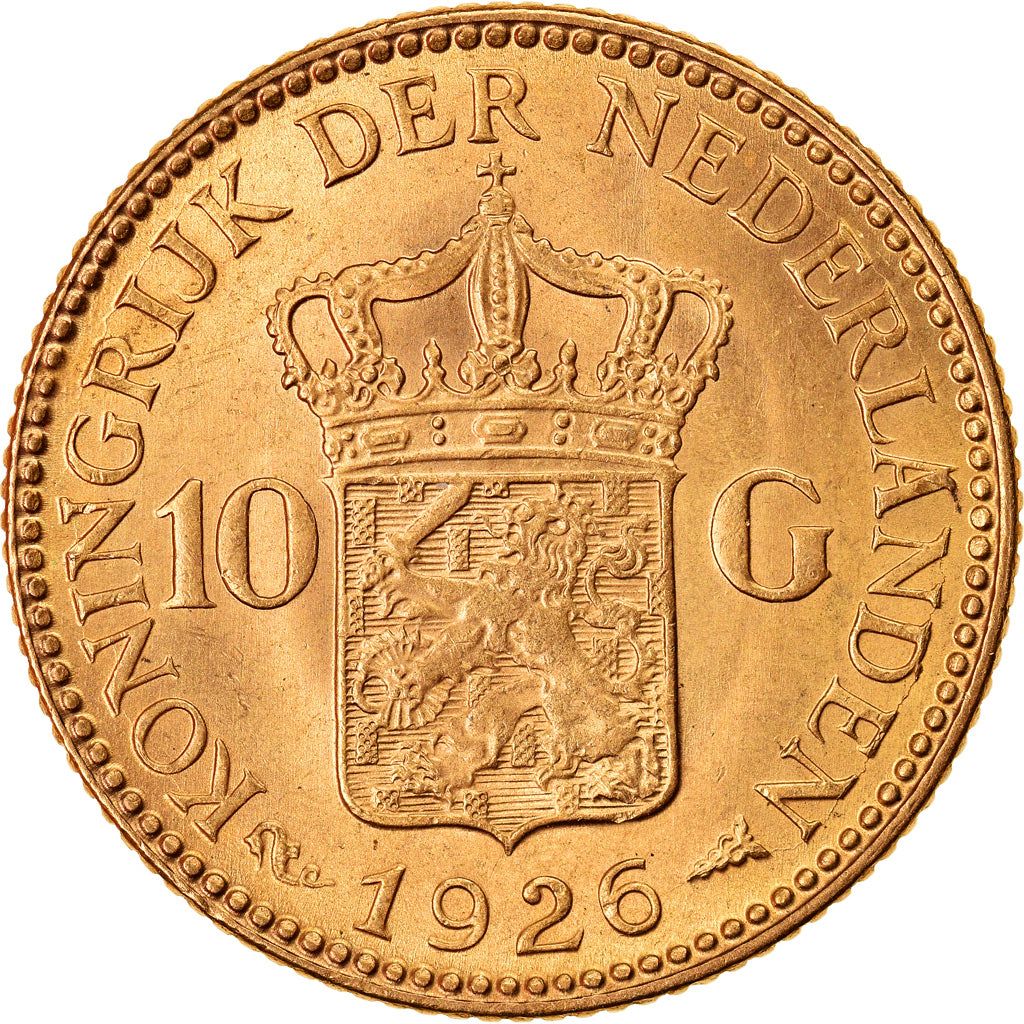 Moneta, Paesi Bassi, Wilhelmina I, 10 Gulden, 1926, SPL, Oro, KM:162