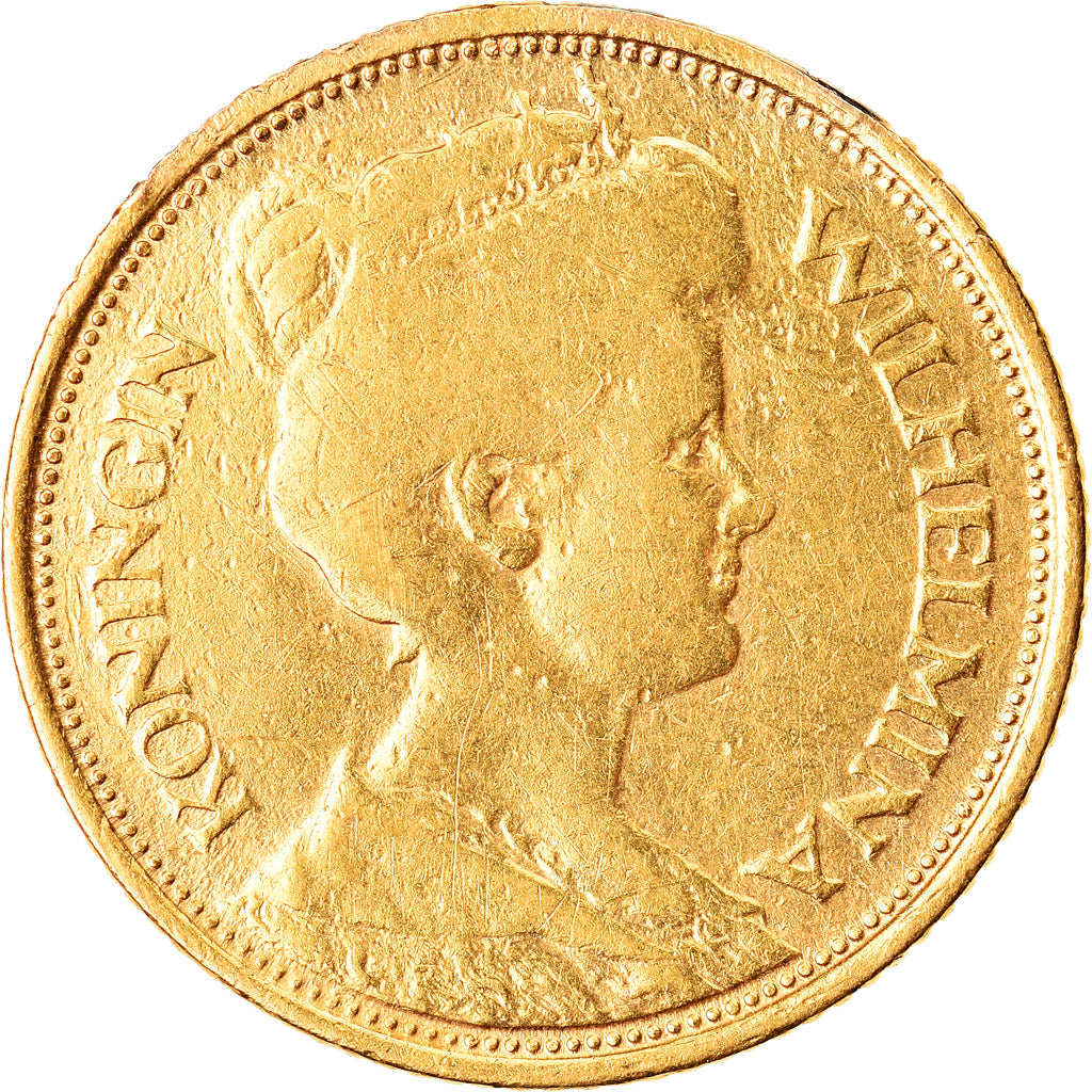 Coin, Netherlands, Wilhelmina I, 5 Gulden, 1912, VF(20-25), Gold, KM:151