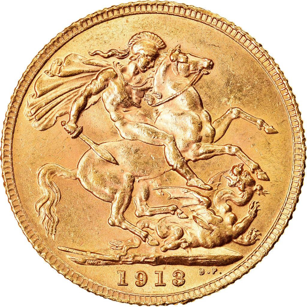 Moneda, Gran Bretaña, George V, Sovereign, 1913, London, EBC, Oro, KM:820