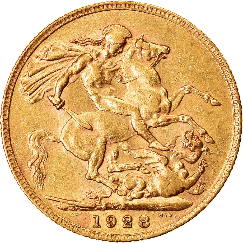 Moneta, Sudafrica, George V, Sovereign, 1928, Pretoria, BB+, Oro, KM:21