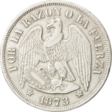 CHILE, Peso, 1873, KM #142.1, EF(40-45), Silver, 37, 24.58