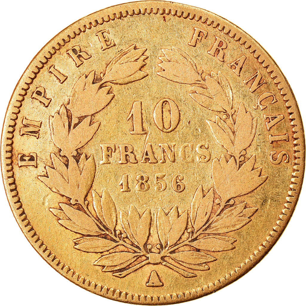 Moneta, Francja, Napoleon III, 10 Francs, 1856, Paris, VF(20-25), Złoto