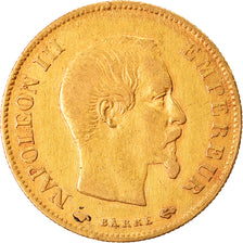 Moneda, Francia, Napoleon III, 10 Francs, 1860, Paris, BC+, Oro, KM:784.3