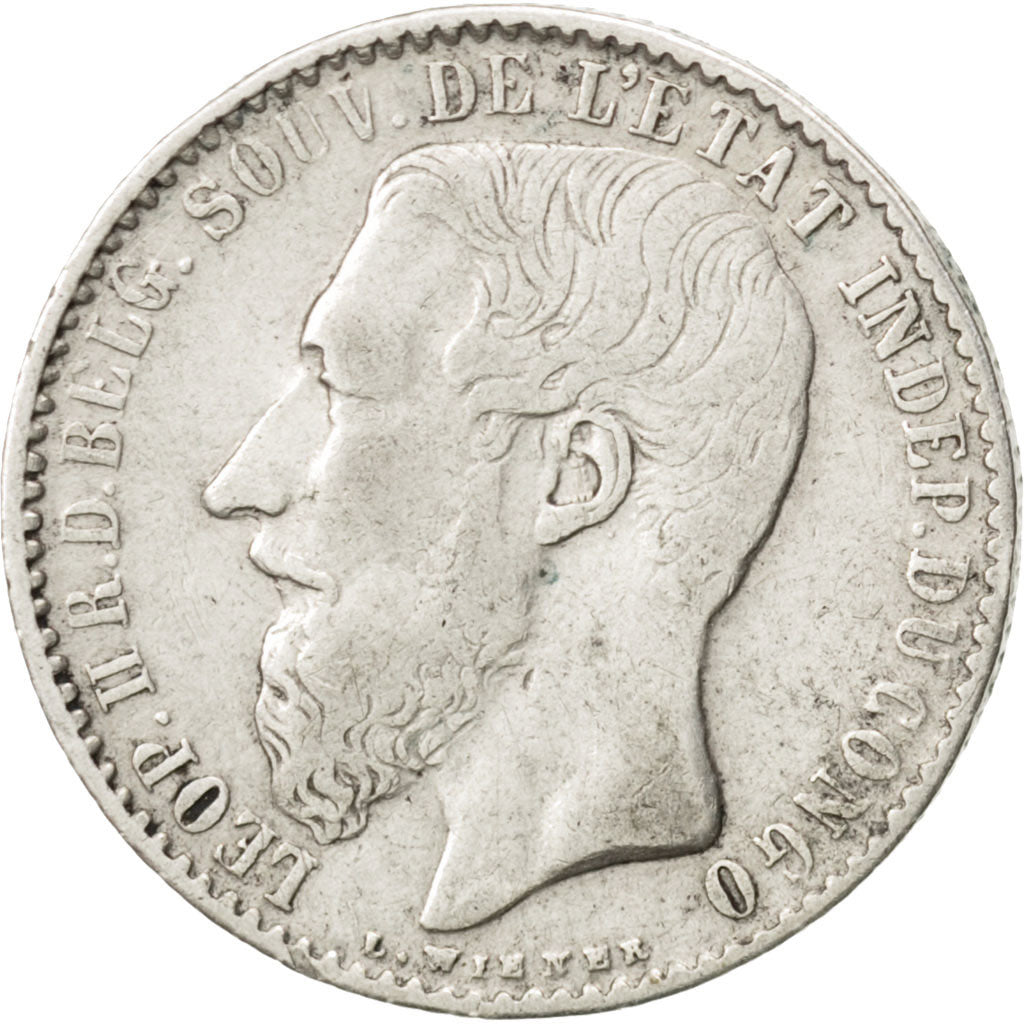 CONGO FREE STATE, Franc, 1896, KM #6, VF(30-35), Silver, 23, 4.92