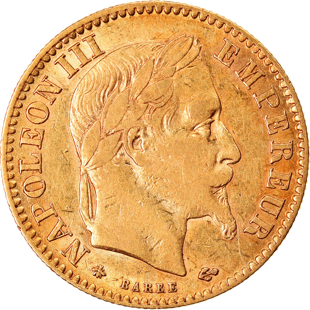 Moneda, Francia, Napoleon III, 10 Francs, 1862, Paris, BC+, Oro, KM:800.1