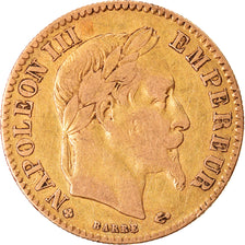 Moneda, Francia, Napoleon III, 10 Francs, 1867, Strasbourg, BC+, Oro