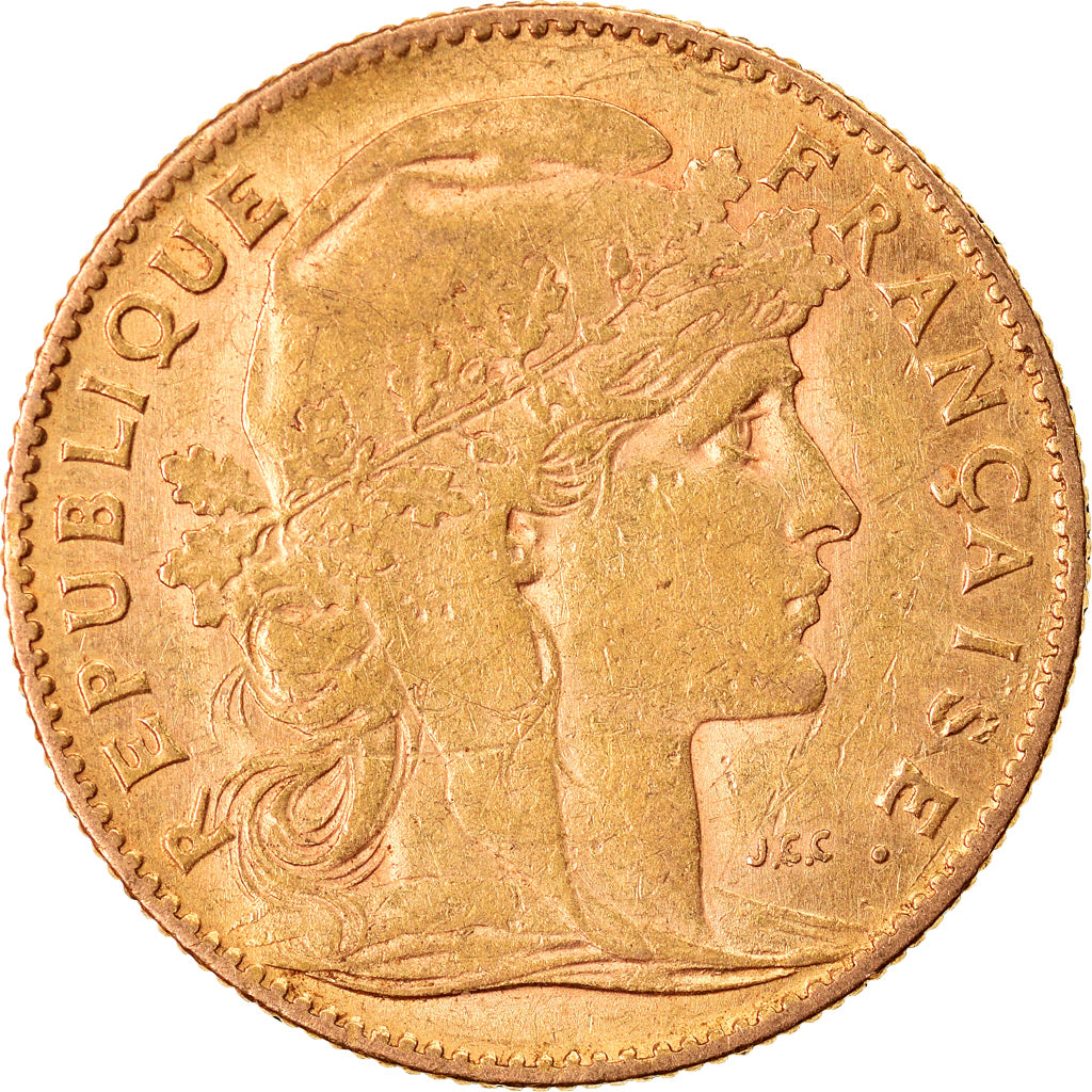 Moneta, Francia, Marianne, 10 Francs, 1906, Paris, MB+, Oro, KM:846