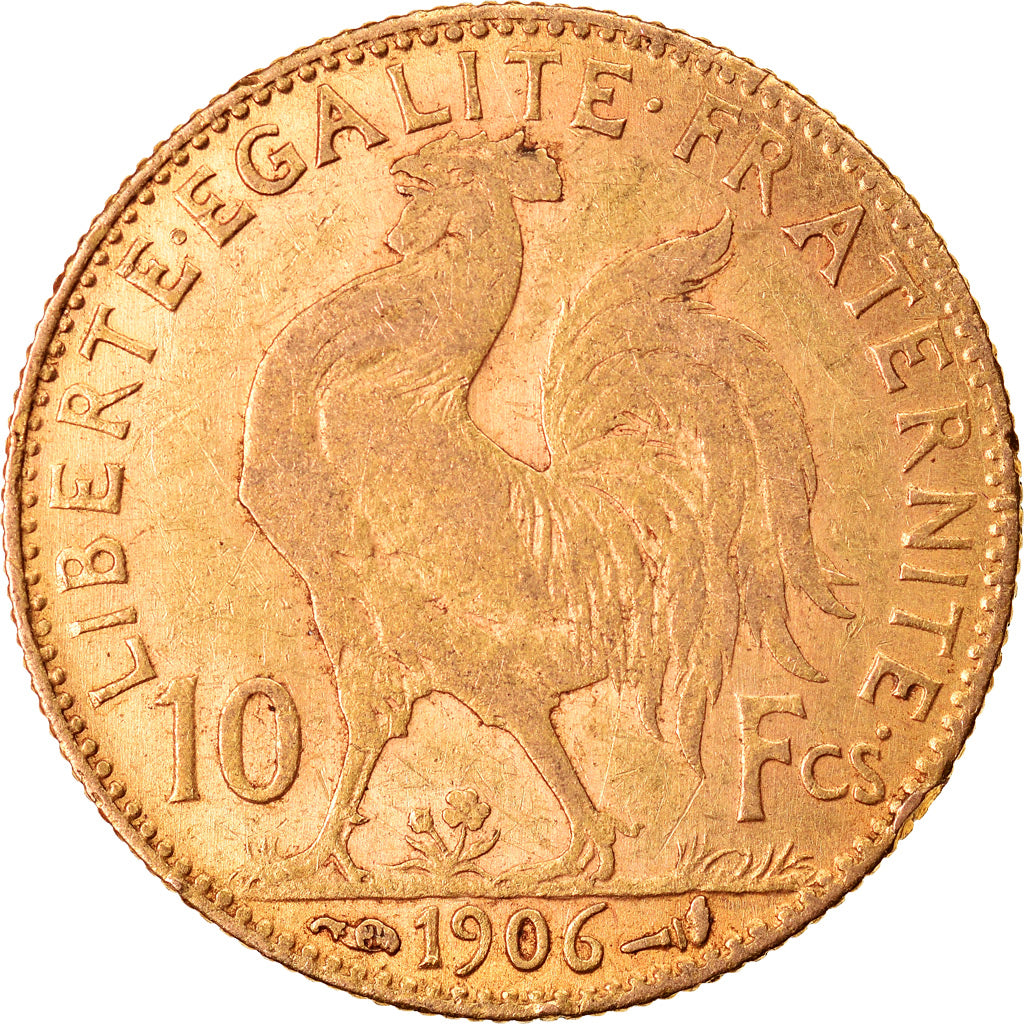 Moneta, Francia, Marianne, 10 Francs, 1906, Paris, MB+, Oro, KM:846