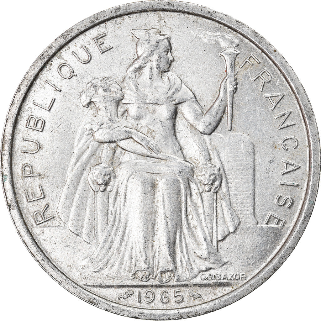 Münze, French Polynesia, 5 Francs, 1965, SS+, Aluminium, KM:4