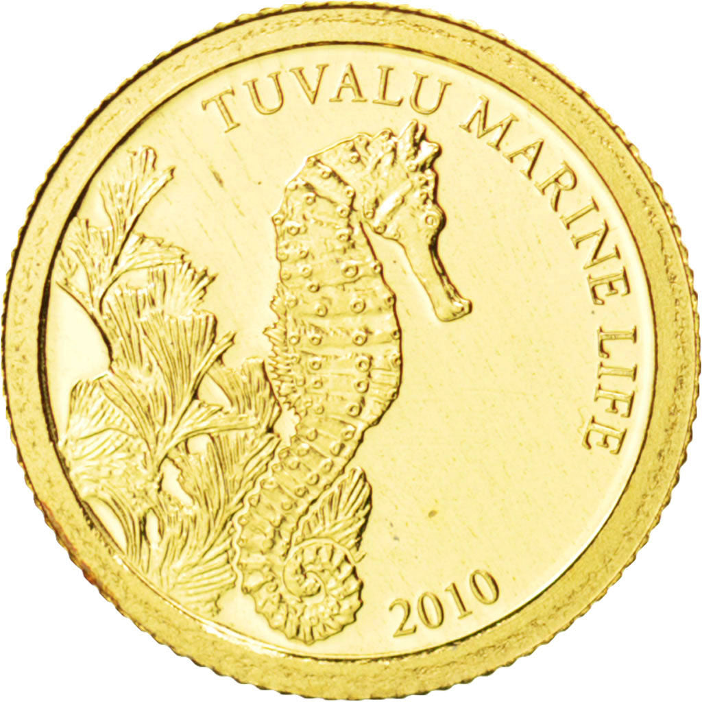 TUVALU, Dollar, 2010, CIT, KM #114, MS(65-70), Gold, 11, 0.50