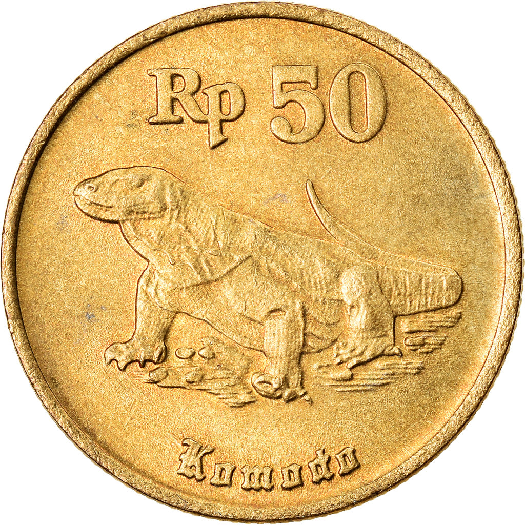 Moneta, Indonesia, 50 Rupiah, 1993, AU(55-58), Aluminium-Brąz, KM:52