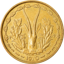Moneta, Kraje Afryki Zachodniej, 25 Francs, 1970, AU(50-53), Aluminium-Brąz