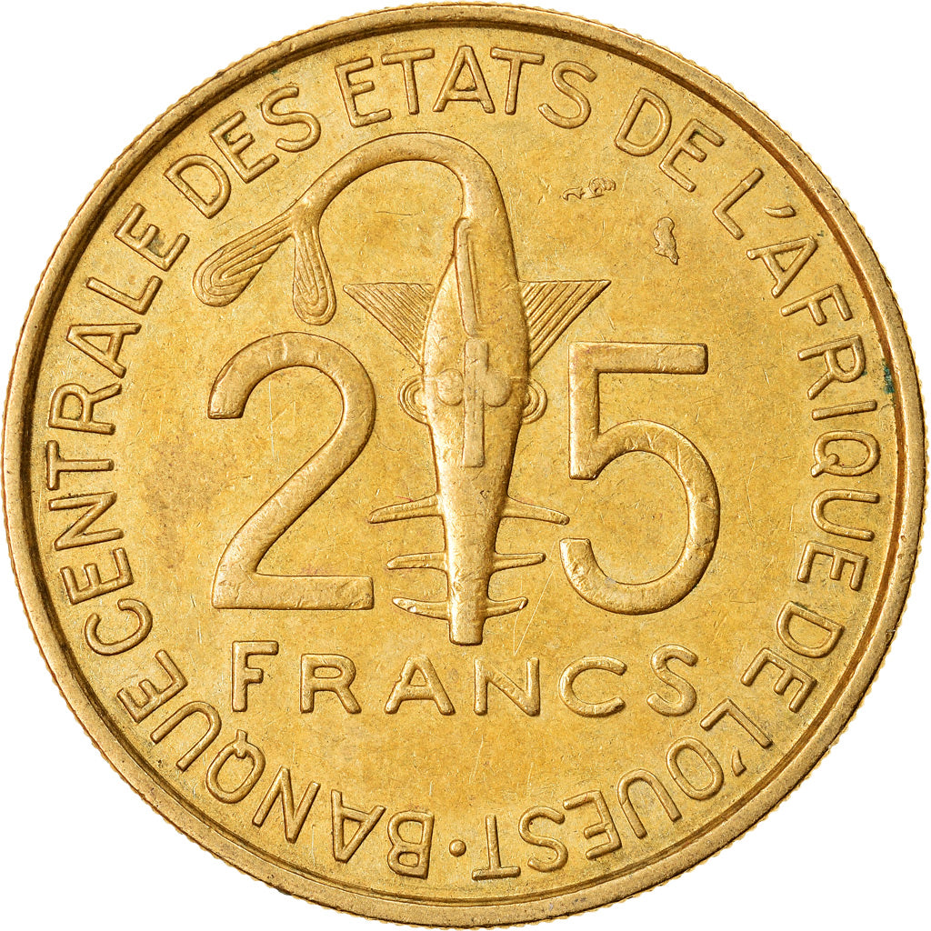 Moneta, Kraje Afryki Zachodniej, 25 Francs, 1970, AU(50-53), Aluminium-Brąz