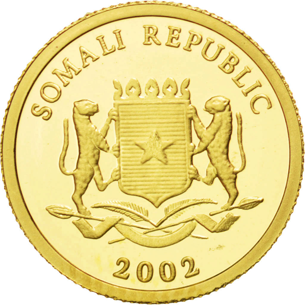 SOMALIA, 50 Shillings, 2002, KM #161, MS(65-70), Gold, 13.88, 1.24