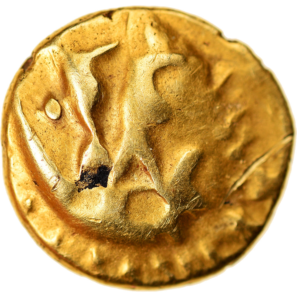 Monnaie, Morins, 1/4 Statère au bateau, Ier siècle AV JC, TTB, Or, Delestrée:249