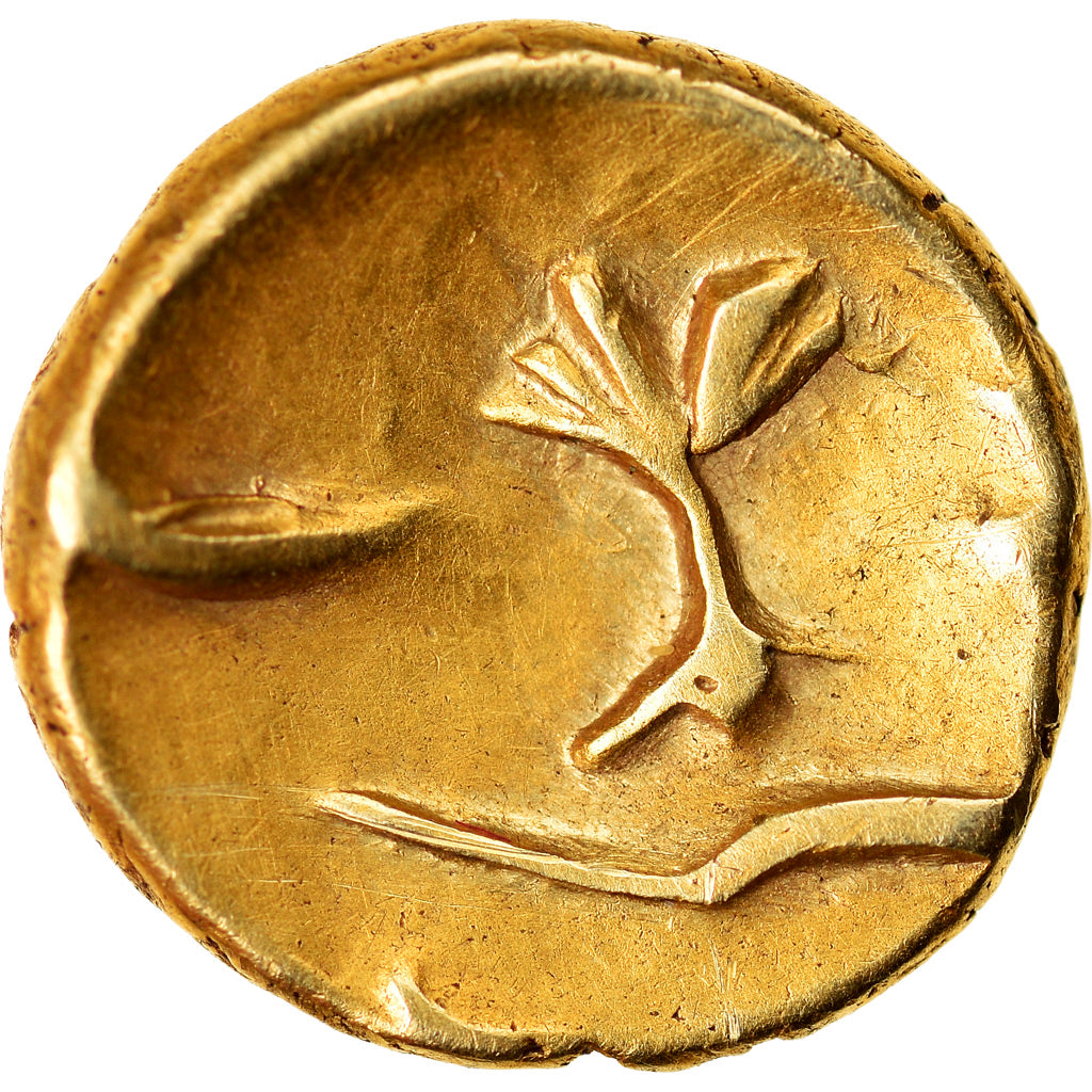 Monnaie, Morins, 1/4 Statère au bateau, Ier siècle AV JC, TTB, Or, Delestrée:249