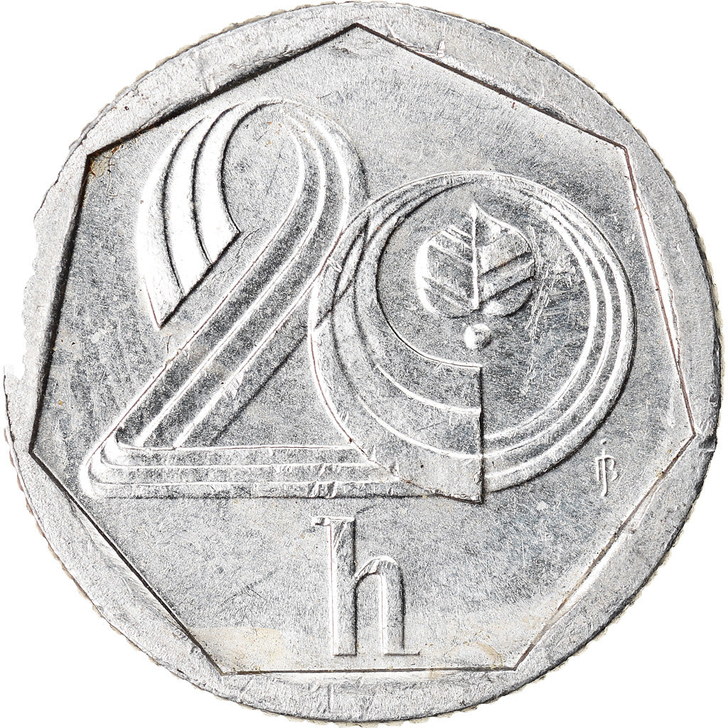 Coin, Czech Republic, 20 Haleru, 1993, AU(55-58), Aluminum, KM:2.1