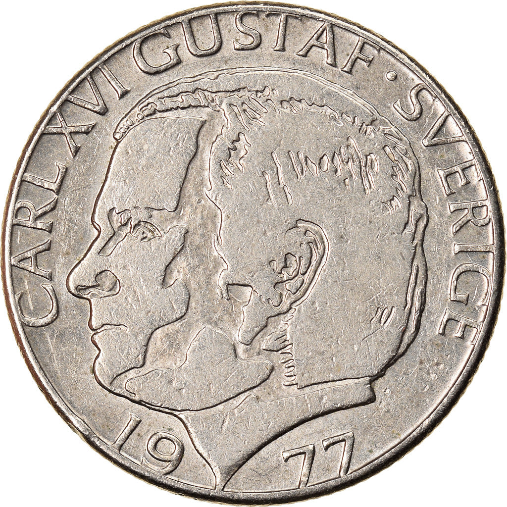 Münze, Schweden, Carl XVI Gustaf, Krona, 1977, SS+, Copper-Nickel Clad Copper
