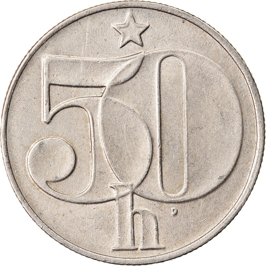 Münze, Tschechoslowakei, 50 Haleru, 1989, SS+, Copper-nickel, KM:89