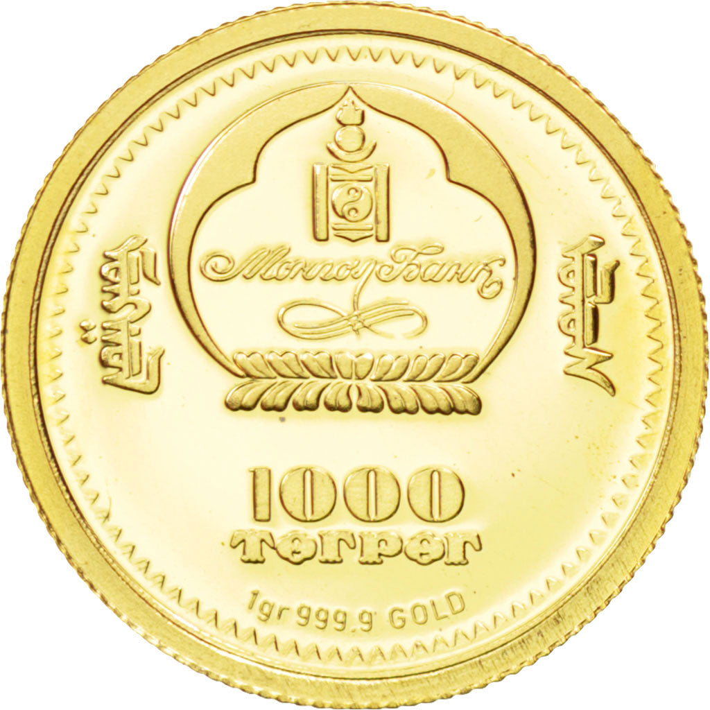 Mongolia, 1000 Tugrik, 2008, KM #New, MS(65-70), Gold, 1.00