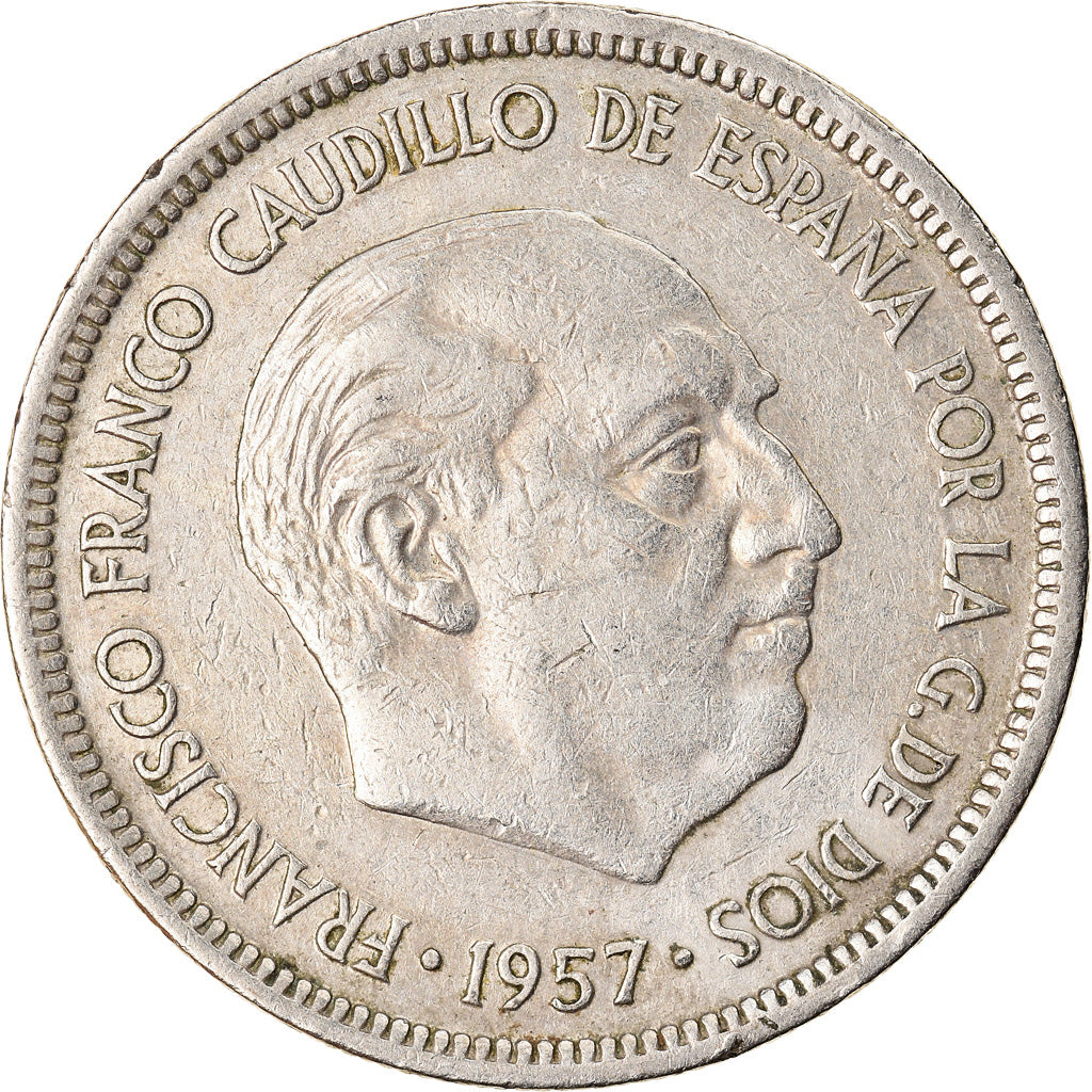 Moneta, Spagna, Caudillo and regent, 5 Pesetas, 1957 (74), BB, Rame-nichel