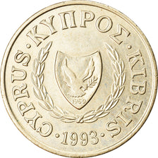 Moeda, Chipre, 5 Cents, 1993, AU(55-58), Níquel-Latão, KM:55.3