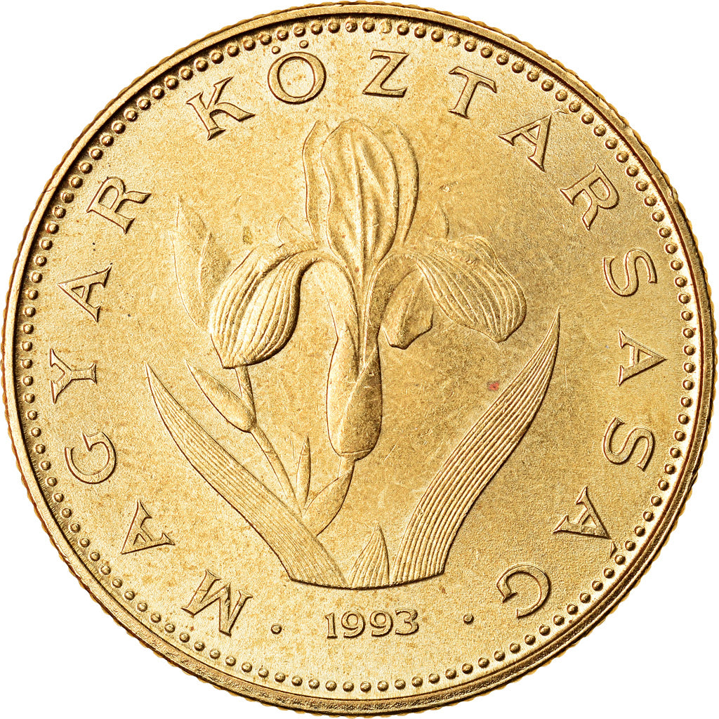 Coin, Hungary, 20 Forint, 1993, Budapest, MS(60-62), Nickel-brass, KM:696
