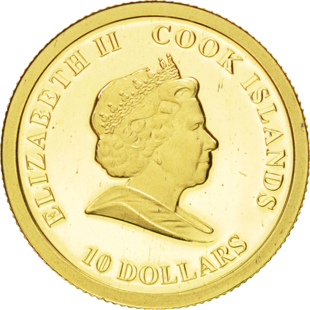 Coin, Cook Islands, 10 Dollars, 2008, MS(65-70), Gold, KM:New