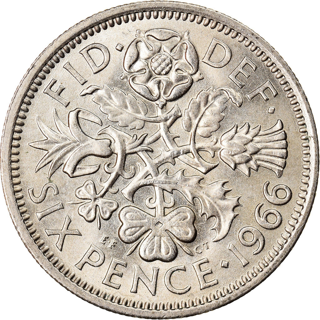 Moneta, Gran Bretagna, Elizabeth II, 6 Pence, 1966, SPL, Rame-nichel, KM:903