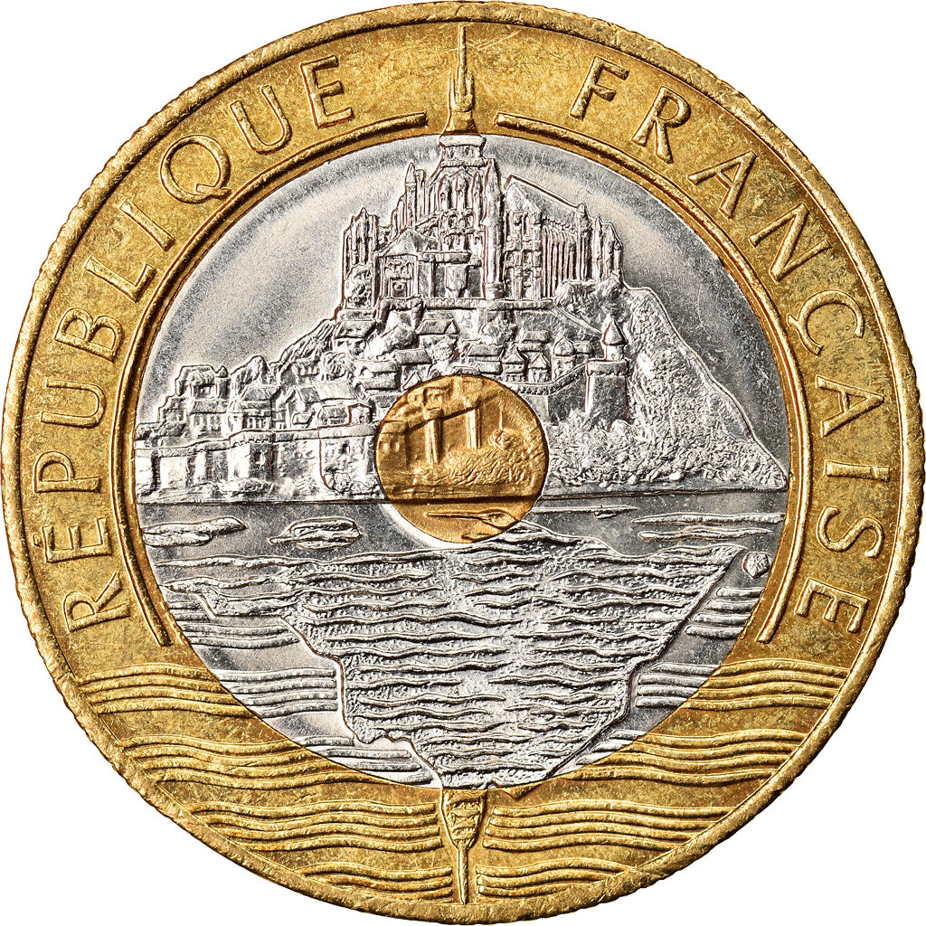 Moneda, Francia, Mont Saint Michel, 20 Francs, 1993, SC+, Trimetálico