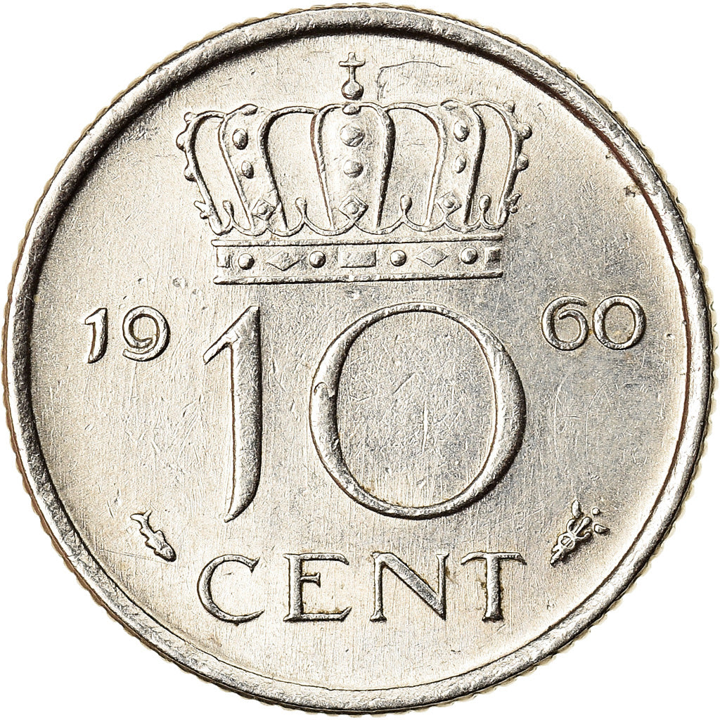 Moneda, Países Bajos, Juliana, 10 Cents, 1960, EBC, Níquel, KM:182