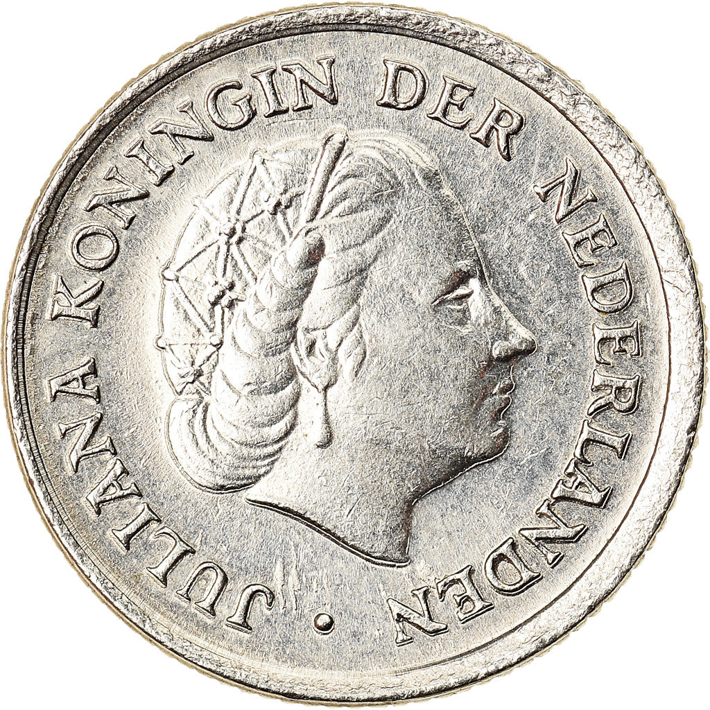 Coin, Netherlands, Juliana, 10 Cents, 1969, AU(55-58), Nickel, KM:182