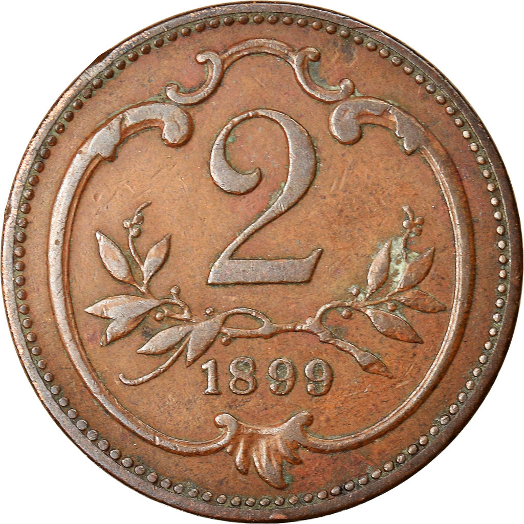 Münze, Österreich, Franz Joseph I, 2 Heller, 1899, SS, Bronze, KM:2801